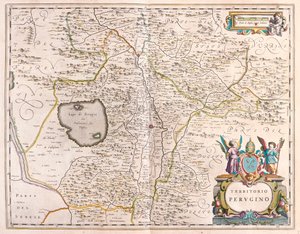 Pérouse, Italie, dans "Theatrum Orbis Terrarum, sive Atlas Novus" de Willem Blaeu, Amsterdam