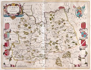 Surrey, dans "Theatrum Orbis Terrarum, sive Atlas Novus" de Willem Blaeu, Amsterdam - Willem Blaeu