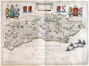 Sussex, dans "Theatrum Orbis Terrarum, sive Atlas Novus" de Willem Blaeu, Amsterdam - Willem Blaeu