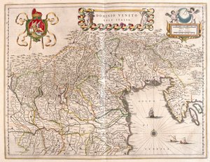 Terriorie de Vénétie et Terviso, Italie, dans "Theatrum Orbis Terrarum, sive Atlas Novus" de Willem Blaeu, Amsterdam