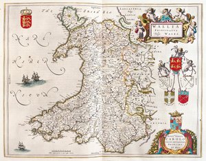 Pays de Galles, dans "Theatrum Orbis Terrarum, sive Atlas Novus" de Willem Blaeu, Amsterdam - Willem Blaeu