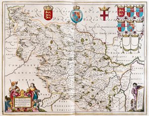 West riding of Yorkshire, dans "Theatrum Orbis Terrarum, sive Atlas Novus" de Willem Blaeu, Amsterdam - Willem Blaeu