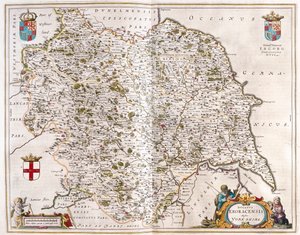 Yorkshire, dans "Theatrum Orbis Terrarum, sive Atlas Novus" de Willem Blaeu, Amsterdam