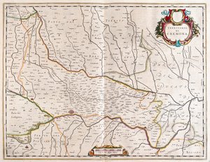 Ville de Crémone, Italie, dans le "Theatrum Orbis Terrarum, sive Atlas Novus" de Willem Blaeu, Amsterdam