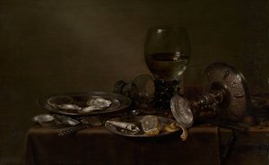 Nature morte avec huîtres, une tazza en argent et verrerie, 1635 - Willem Claesz. Heda