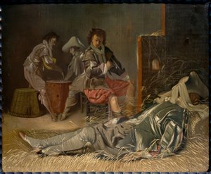 Salle de garde avec soldats