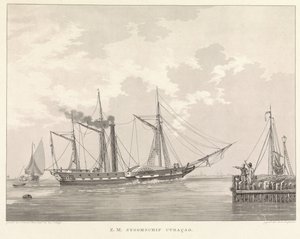 Bateau à vapeur à roues à un quai - Willem Hendrik Hoogkamer