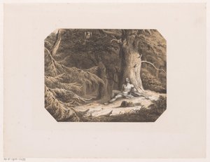 Homme à moitié déshabillé dans la forêt - Willem Jacob Hofdijk