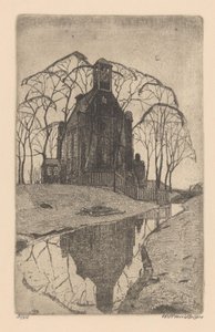 Église du village - Willem Jansen (graveur) (signed by artist)