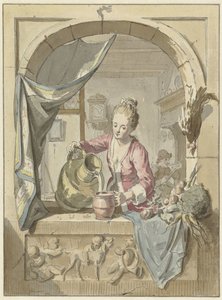 Femme versant du lait d