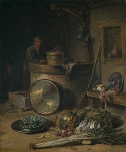 Intérieur paysan avec femme au puits, vers 1642-43 (huile sur panneau) - Willem Kalf
