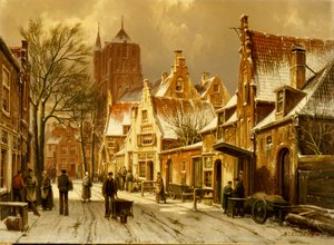 Scène de rue en hiver - Willem Koekkoek