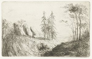Paysage montagneux avec arbres - Willem Matthias Jan van Dielen