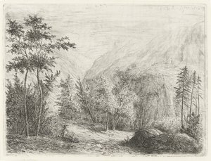 Paysage de montagne avec figure reposante le long de la route