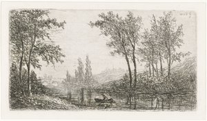 Paysage fluvial avec bateau - Willem Matthias Jan van Dielen