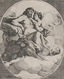 Jupiter et Junon assis sur des nuages, avec un aigle tenant des éclairs en bas à gauche - Willem Panneels