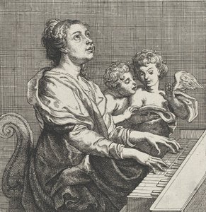 Sainte Cécile jouant de l