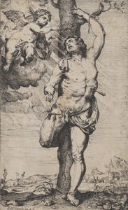 Le martyre de Saint Sébastien, avec des anges le couronnant en haut à gauche, vers 1620-1632