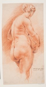 Femme vue de dos, à moitié tournée vers la droite - Willem Panneels