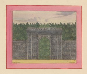 Rechteckiger Pavillon aus Lattenwerk mit Tor für eine Hecke in den Gärten von Versailles - Willem Swidde