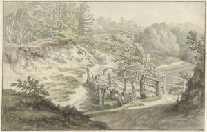 Paysage de dunes avec pont en bois - Willem Uppink