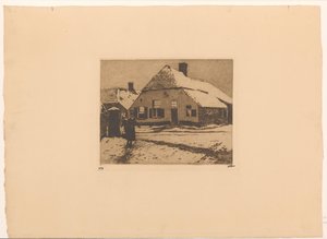 Maisons enneigées le long d