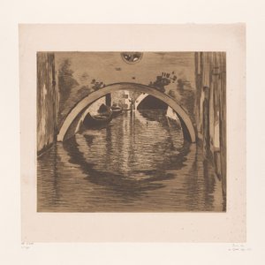 Vue sous un pont avec deux barques - Willem Witsen (signed by artist)