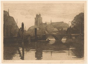 Vue du Nouveau Port et de la Grande Église à Dordrecht