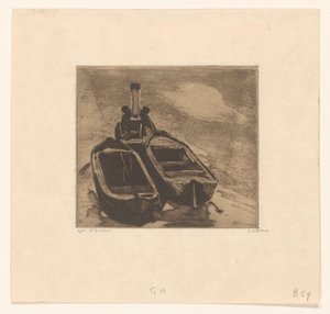 Remorqueur avec deux péniches - Willem Witsen (signed by artist)