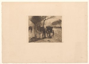 Voitures en attente sur le Victoria Embankment à Londres - Willem Witsen (signed by artist)