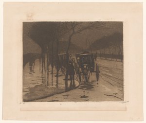 Voitures en attente sur le Victoria Embankment à Londres - Willem Witsen (signed by artist)