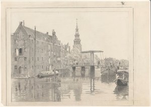 Vue de la ville avec la tour Montelbaan