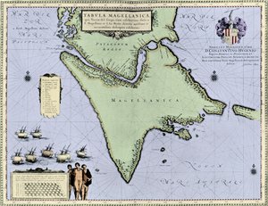 Détroit de Magellan et Terre de Feu, extrait du "Nieuwe Atlas" de Blaeu