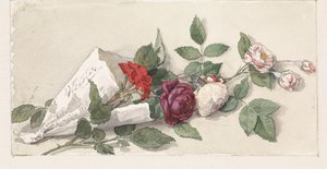 Bouquet de roses et de pélargonium - Willem de Famars Testas