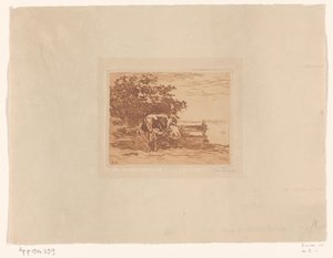Fermier en train de traire - Willem de Zwart (signed by artist)