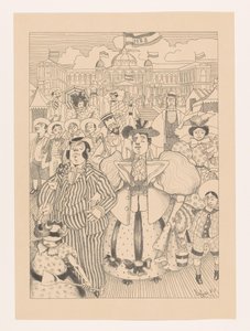 Baigneurs juifs caricaturés sur la plage de Scheveningen