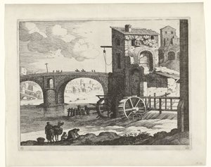 Pont et moulin à eau (Paysages italiens) - Willem van Nieulandt (II)