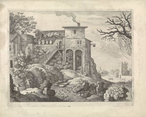 Paysage italien avec une auberge