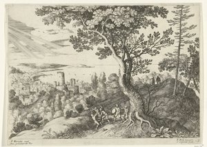 Voyageur attaqué par des voleurs (Paysages italiens, série) - Willem van Nieulandt (II)