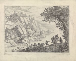Cavaliers et mendiants dans un paysage