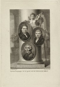 Mémorial avec les portraits de Joan Melchior Kemper, Cornelis Anthony Fannius Scholten, Gijsbert Carel Rutger Reinier van Brienen van Ramerus. NL-HlmNHA 1477 53011449 - Willem van Senus