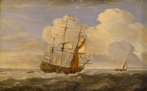 Un vaisseau amiral néerlandais avant le vent, fin 17ème siècle à début 18ème siècle - Willem van de II (follower of) Velde