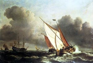 Navires hollandais au large dans une tempête montante