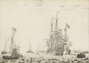 Navires hollandais près de la côte - Willem van de Velde I