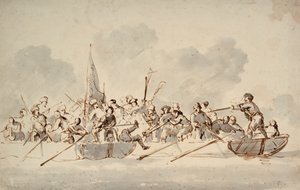 Combat en bateaux avec des pirates barbaresques, vers 1685