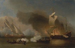 Une action entre des navires anglais et des corsaires barbaresques