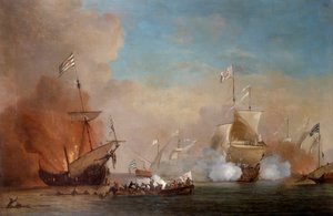 Pirates attaquant un navire de la marine britannique, XVIIe siècle