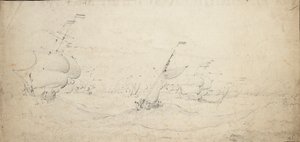 Une escadre arrière hollandaise allant au vent par une mer agitée, vers 1672 - Willem van de the Elder Velde