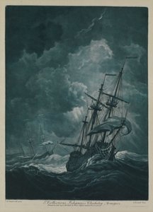 Un navire fuyant dans une tempête - Willem van de the Elder Velde