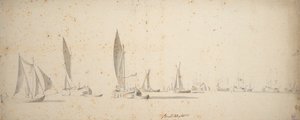 Une tochtschuit, wijdschips et waterschips par une légère brise, c.1664